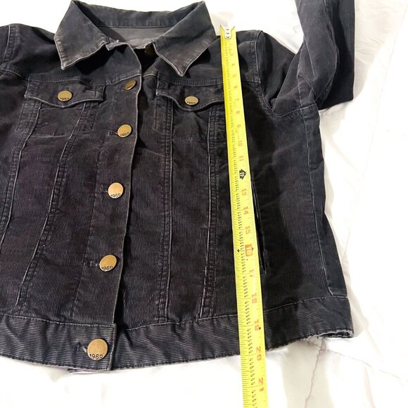 Gap 1969 Gray Distressed Corduroy Trucker Jacket Medium Flint Gray - Picture 7 of 9